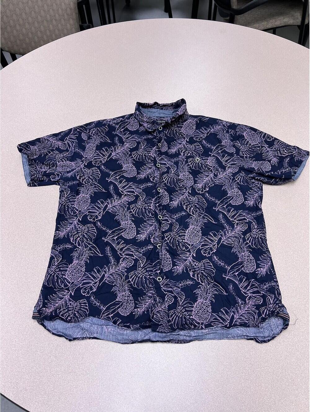 Sunrise Kingdom Men's Button Down Shirt Short Sleeve Tropical Size Xl 313